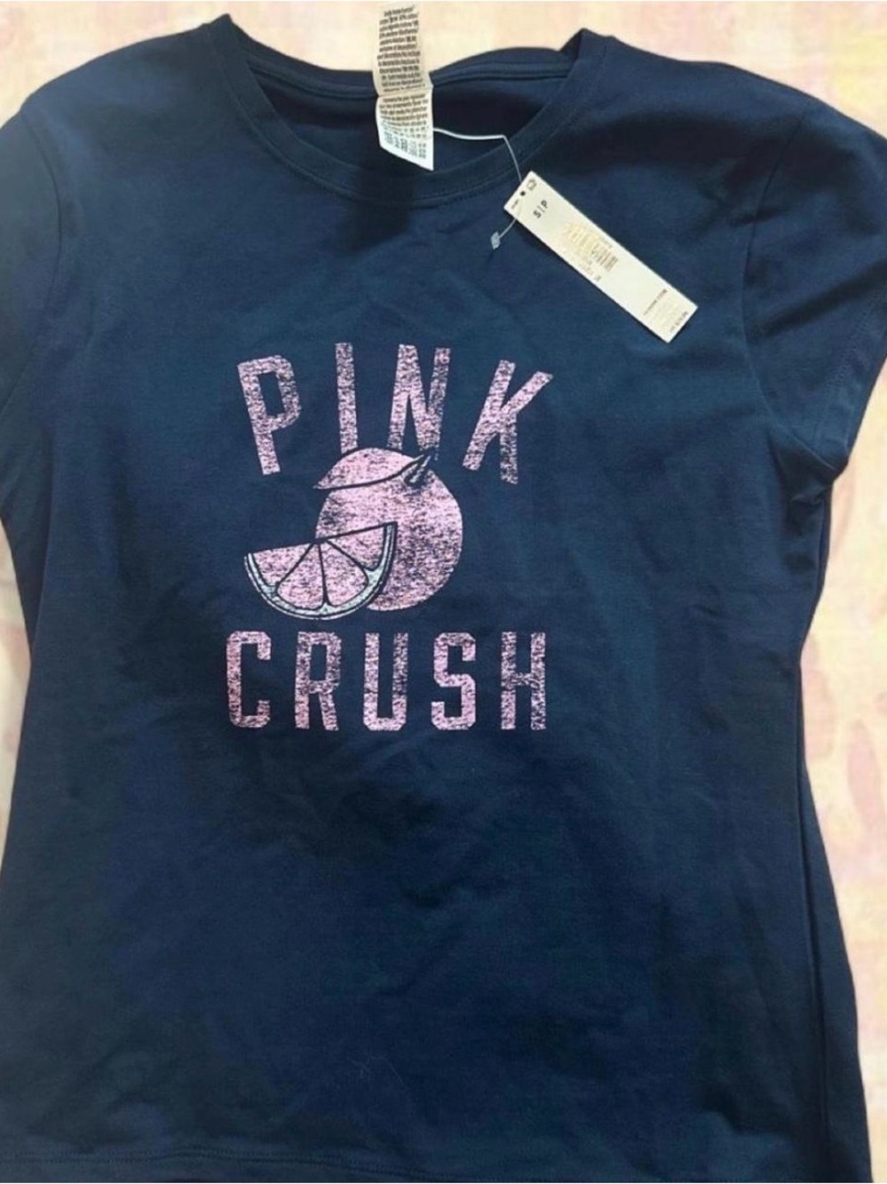 Victoria Secret PINK Navy Blue 'Pink Crush' Graphic babyTee